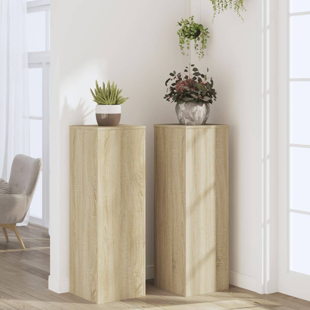 vidaXL Pflanzenständer 2 Stk. Sonoma-Eiche 33x33x100 cm Holzwerkstoff