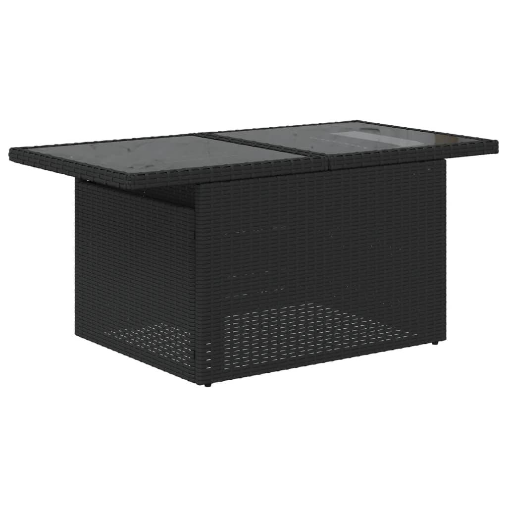 vidaXL 2-tlg. Garten-Sofagarnitur mit Kissen Schwarz Poly Rattan Glas