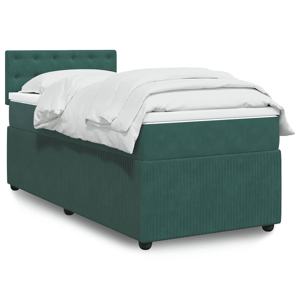 vidaXL Boxspringbett mit Matratze Dunkelgrün 80x200 cm Samt