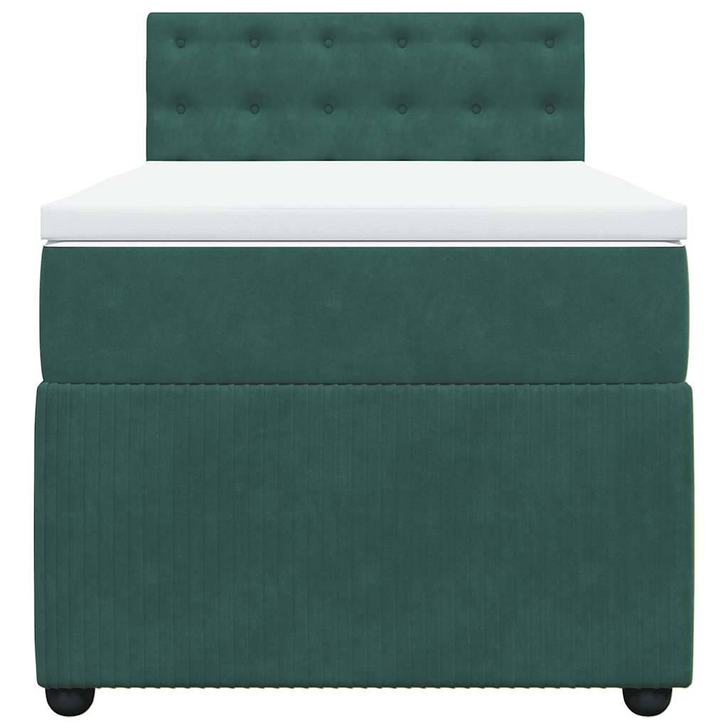 vidaXL Boxspringbett mit Matratze Dunkelgrün 100x200 cm Samt