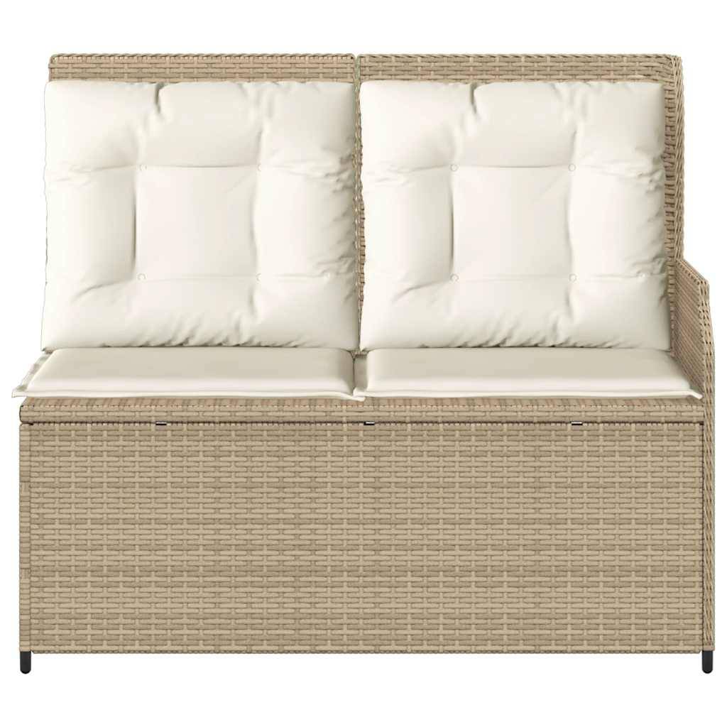vidaXL Gartenbank Verstellbar mit Kissen Beige Poly Rattan