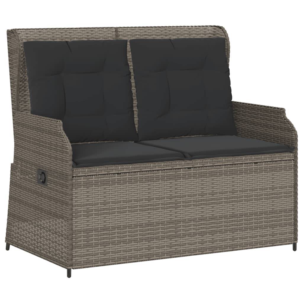 vidaXL 3-tlg. Garten-Lounge-Set mit Kissen Grau Poly Rattan