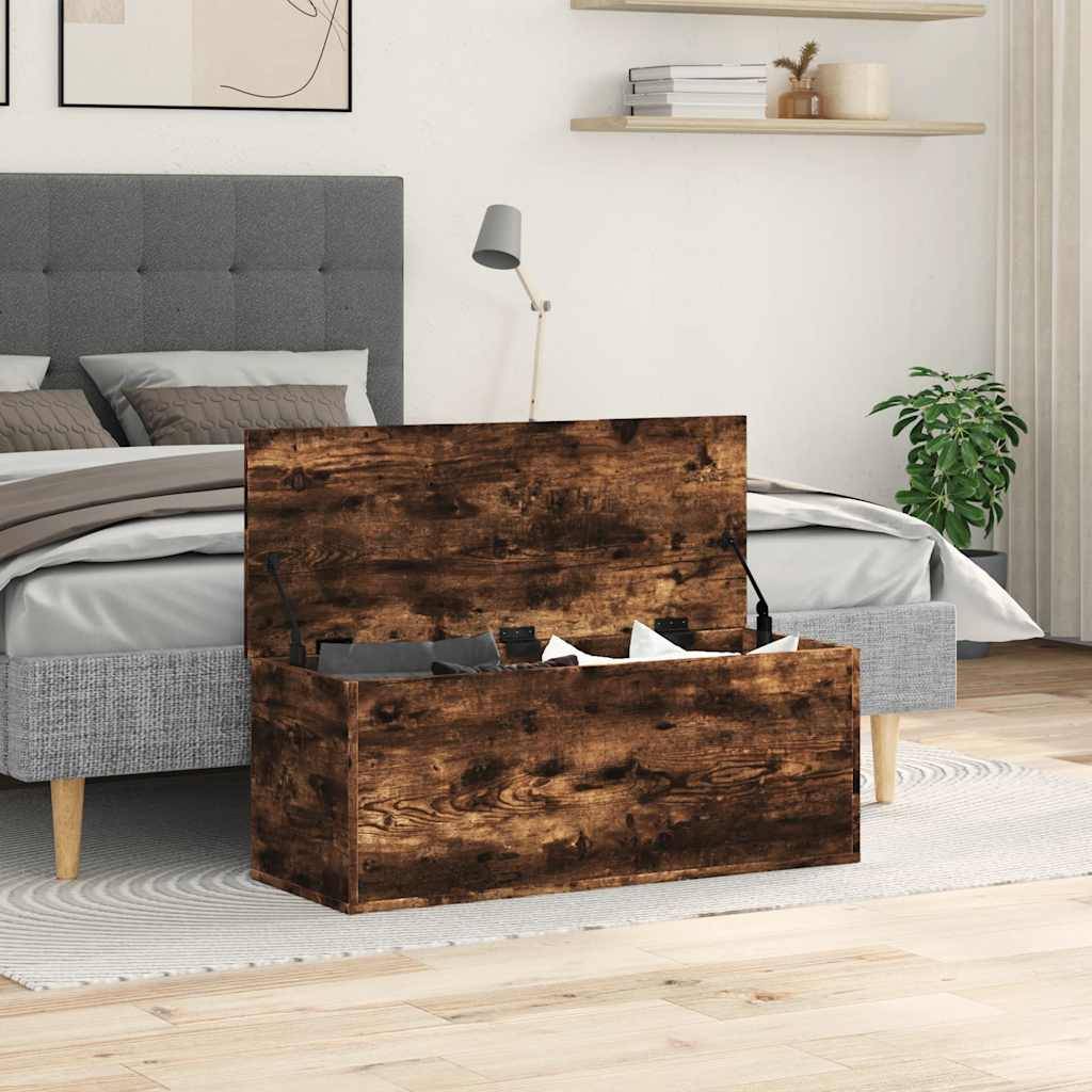 vidaXL Truhe Räuchereiche 90x35x35 cm Holzwerkstoff