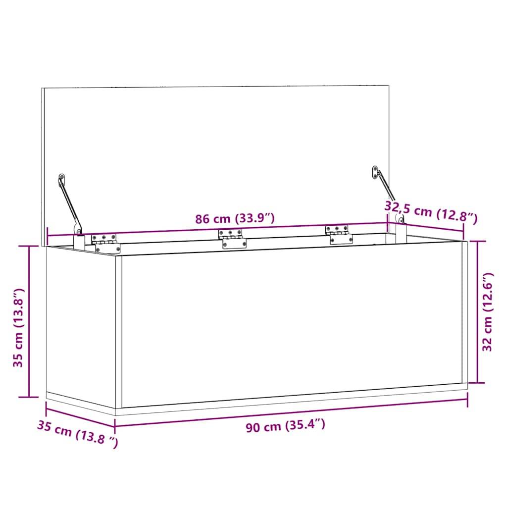 vidaXL Truhe Räuchereiche 90x35x35 cm Holzwerkstoff