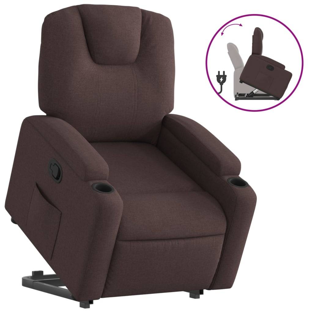 vidaXL Relaxsessel mit Aufstehhilfe Dunkelbraun Stoff