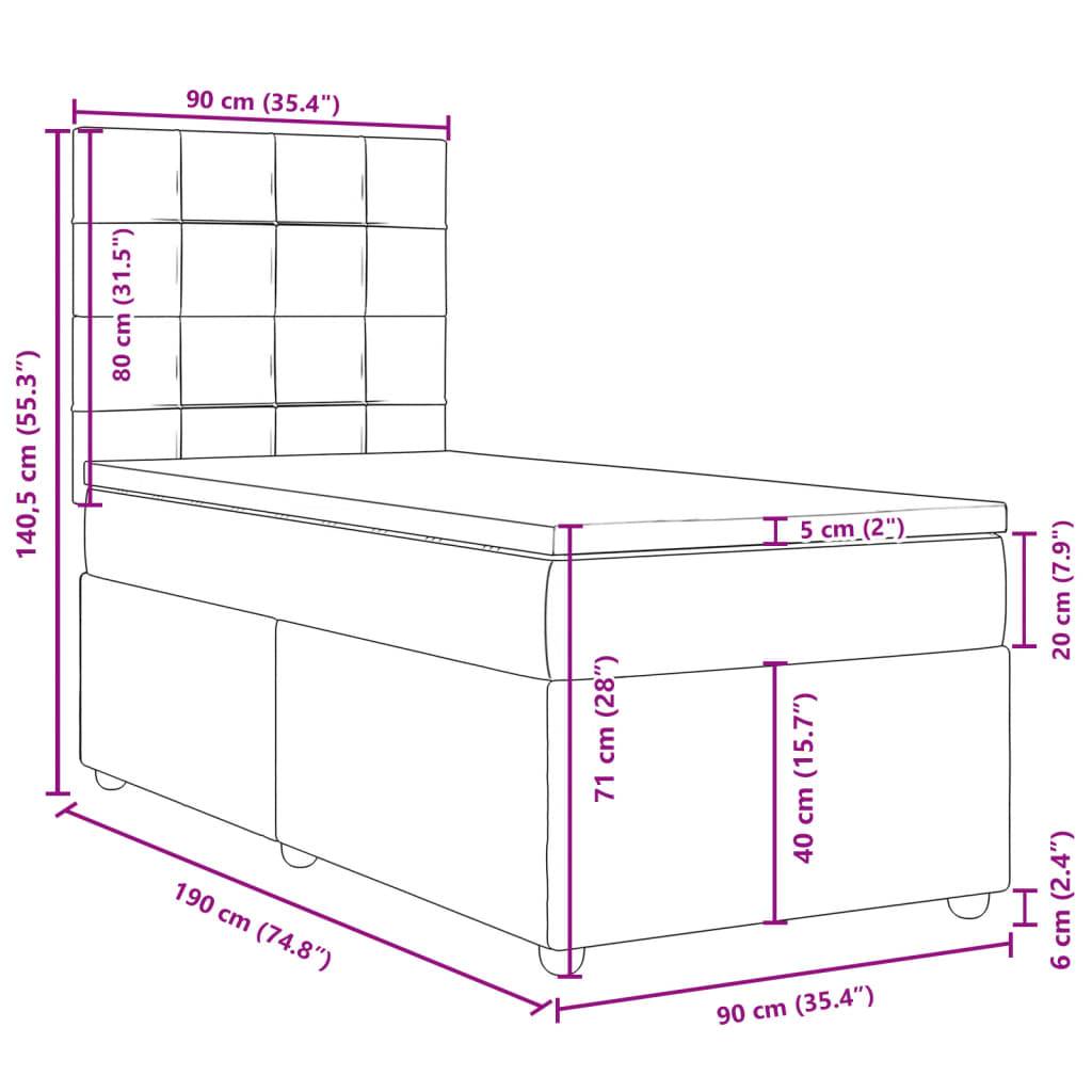 vidaXL Boxspringbett mit Matratze Schwarz 90x190 cm Stoff