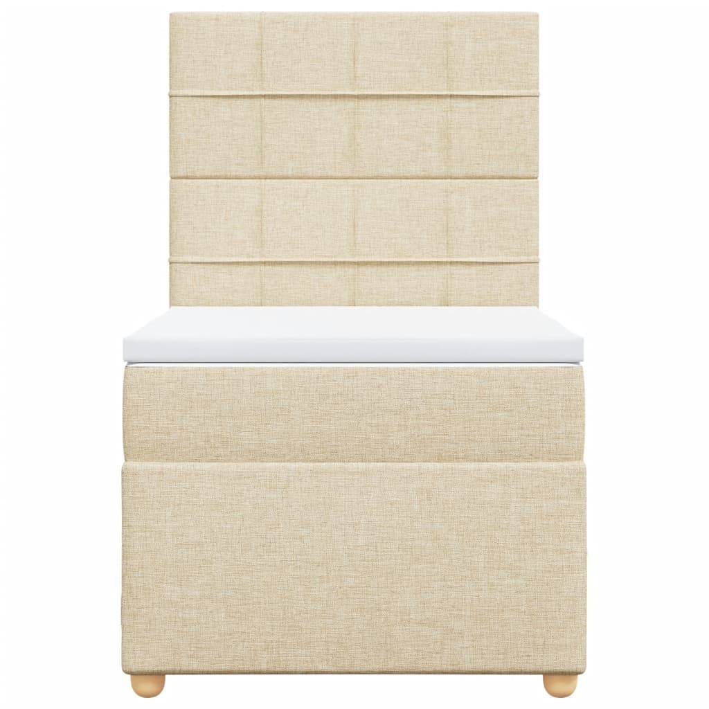 vidaXL Boxspringbett mit Matratze Creme 90x190 cm Stoff