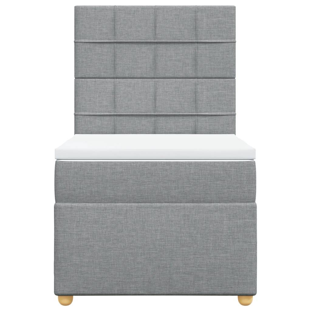 vidaXL Boxspringbett mit Matratze Hellgrau 90x200 cm Stoff