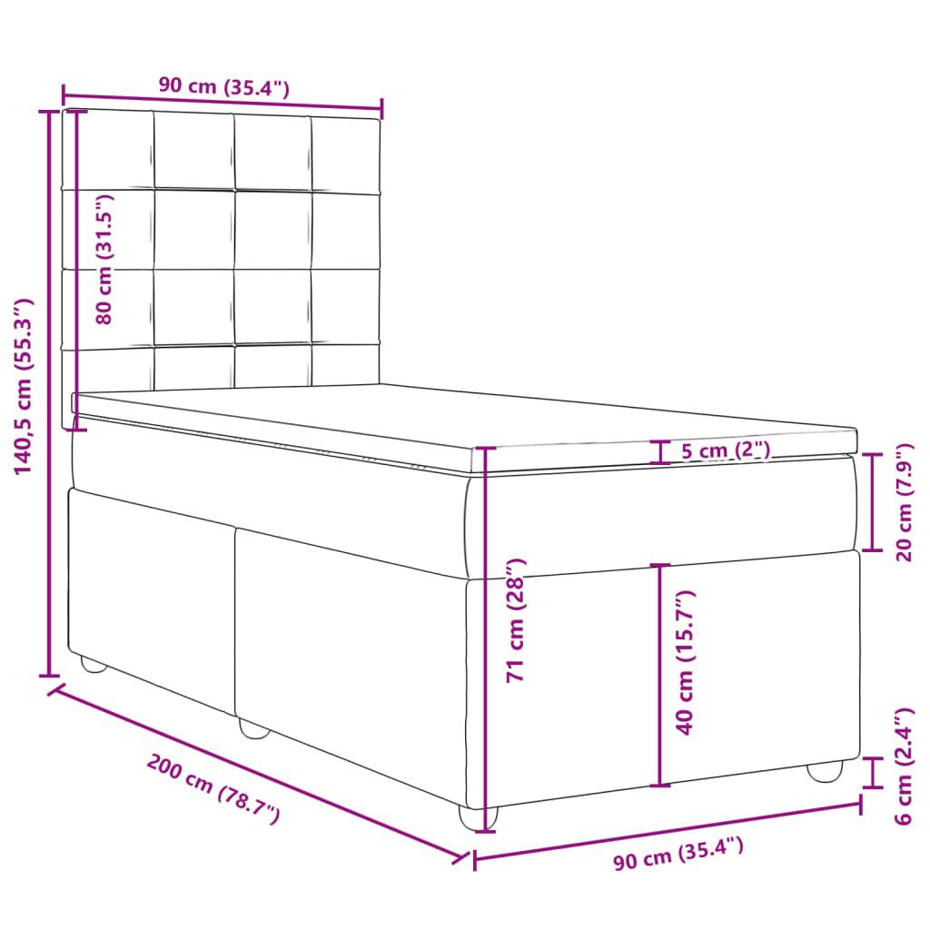 vidaXL Boxspringbett mit Matratze Creme 90x200 cm Stoff