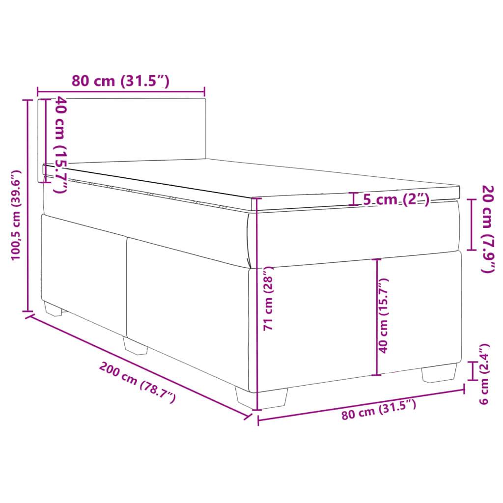 vidaXL Boxspringbett mit Matratze Hellgrau 80x200 cm Stoff