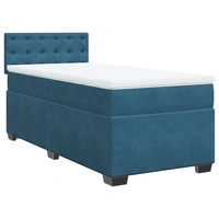 vidaXL Boxspringbett mit Matratze Blau 80x200 cm Samt vidaXL Boxspringbett mit Matratze Blau 80x200 cm Samt