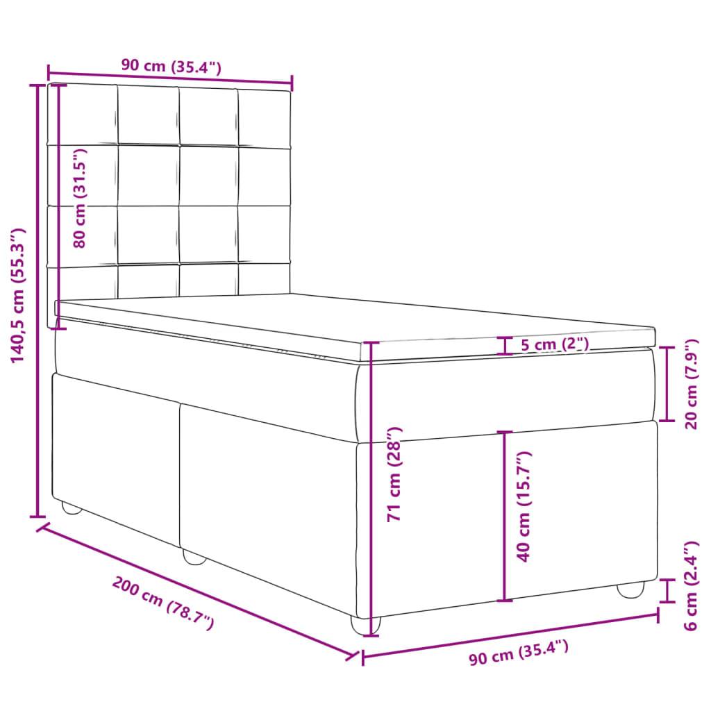 vidaXL Boxspringbett mit Matratze Dunkelgrau 90x200 cm Stoff