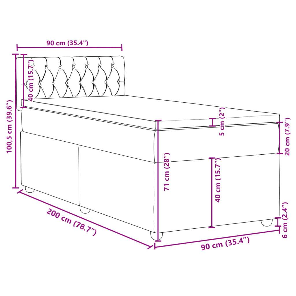 vidaXL Boxspringbett mit Matratze Dunkelgrau 90x200 cm Stoff