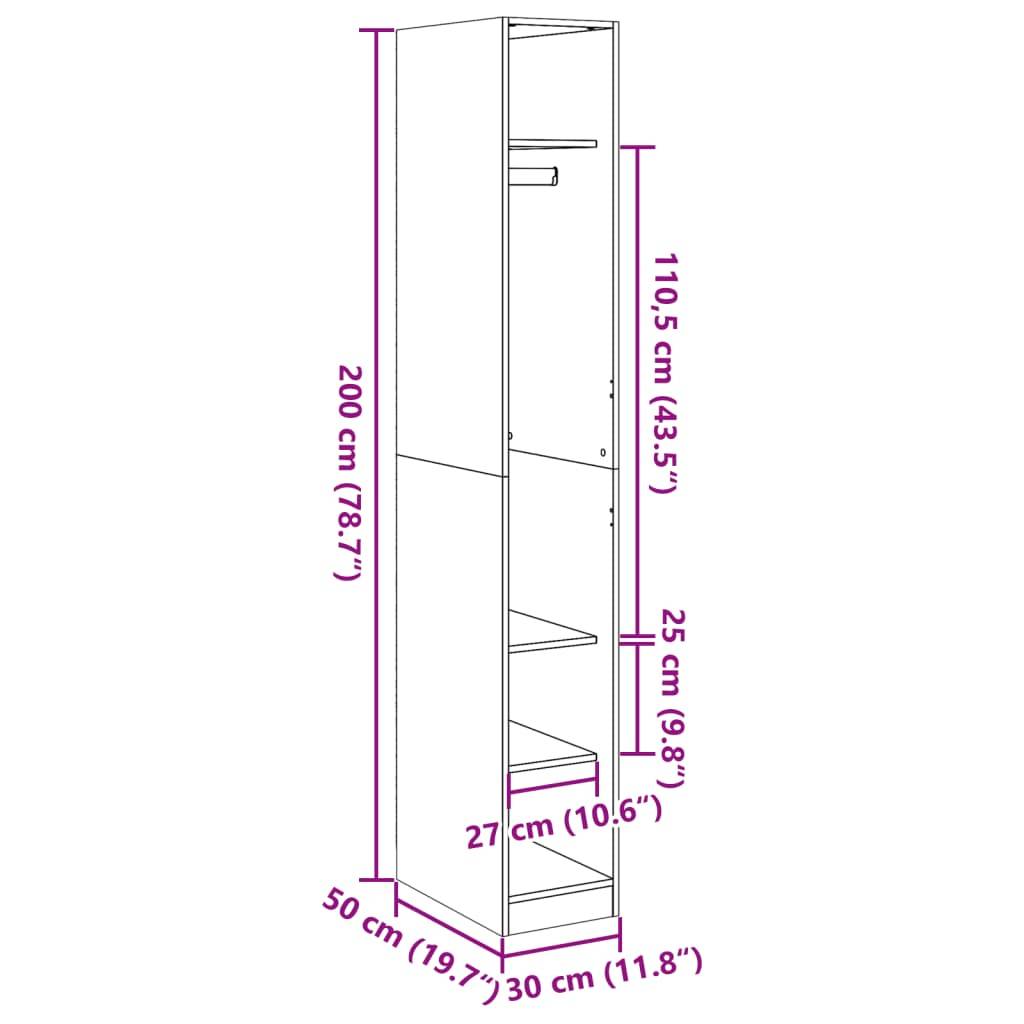 vidaXL Kleiderschrank Weiß 30x50x200 cm Holzwerkstoff