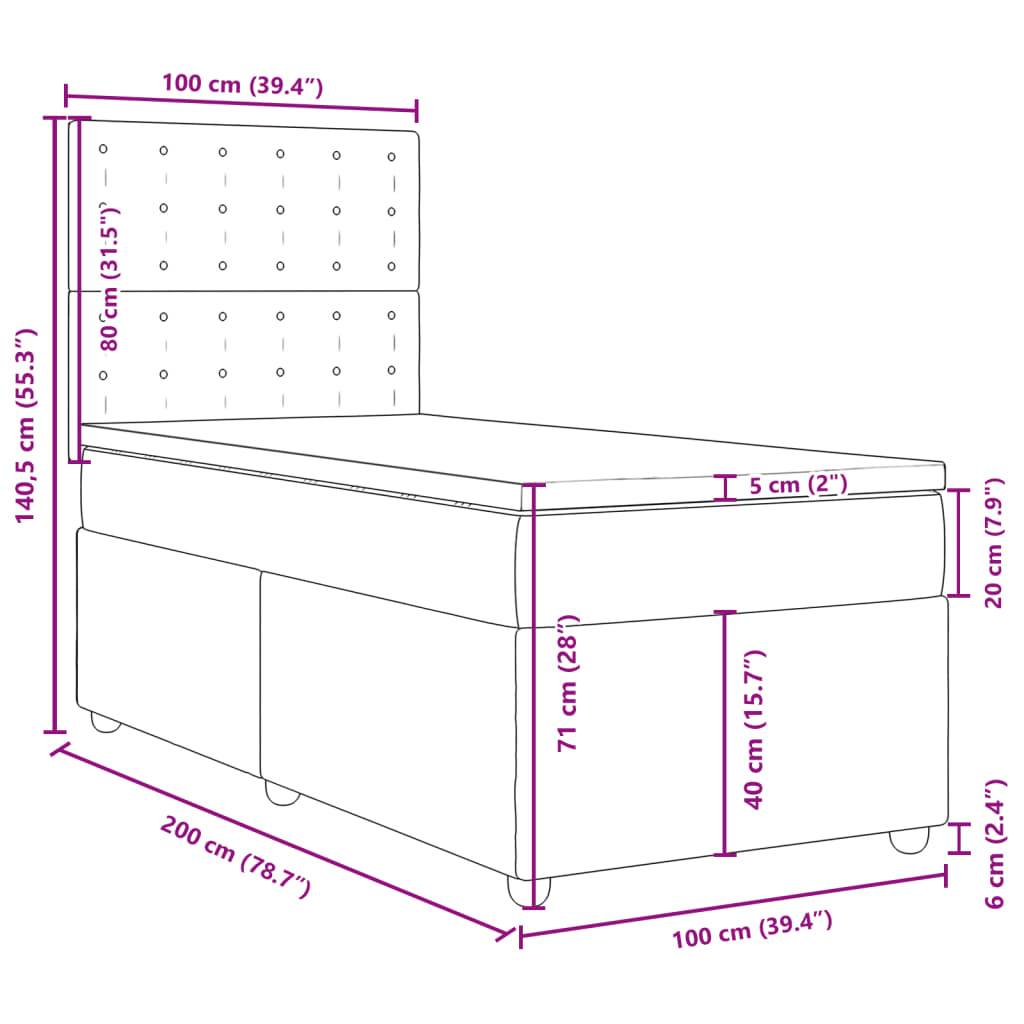 vidaXL Boxspringbett mit Matratze Creme 100x200 cm Stoff