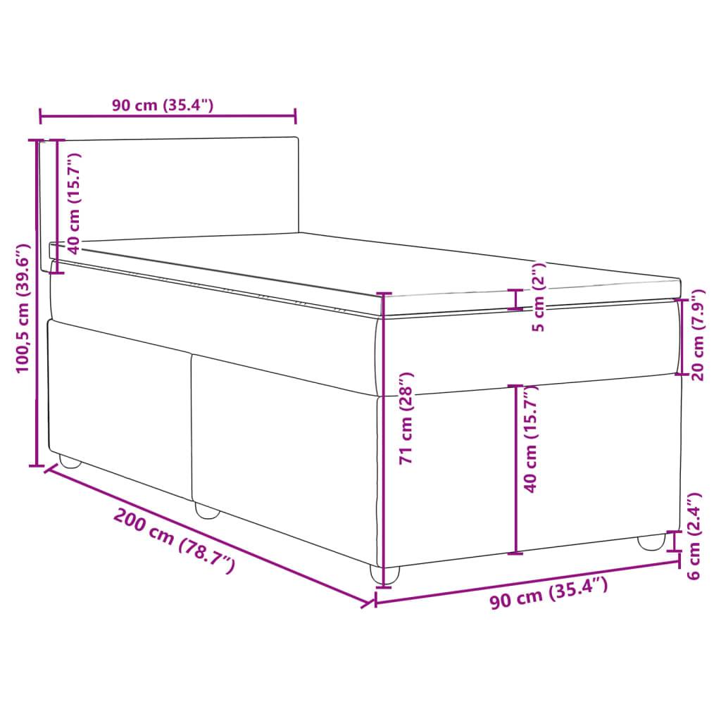 vidaXL Boxspringbett mit Matratze Blau 90x200 cm Stoff