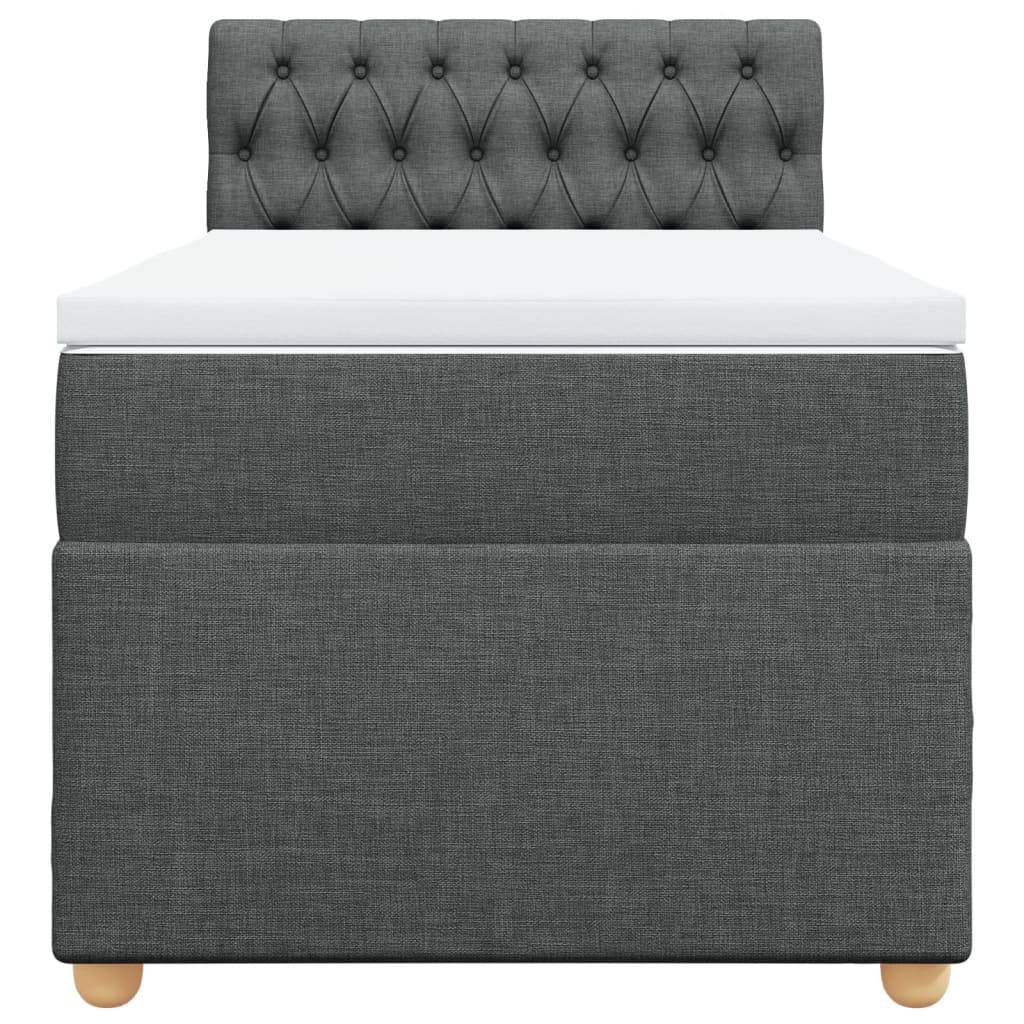 vidaXL Boxspringbett mit Matratze Dunkelgrau Stoff