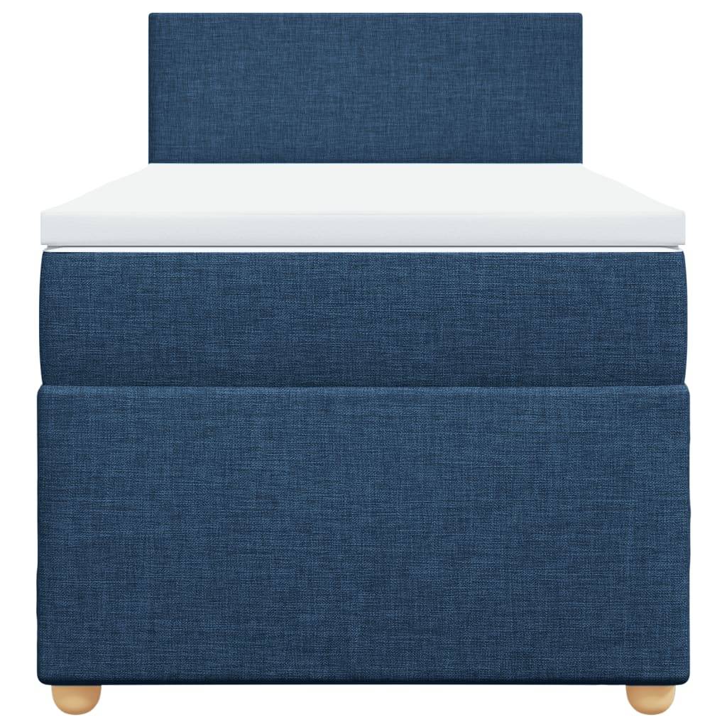 vidaXL Boxspringbett mit Matratze Blau 90x200 cm Stoff