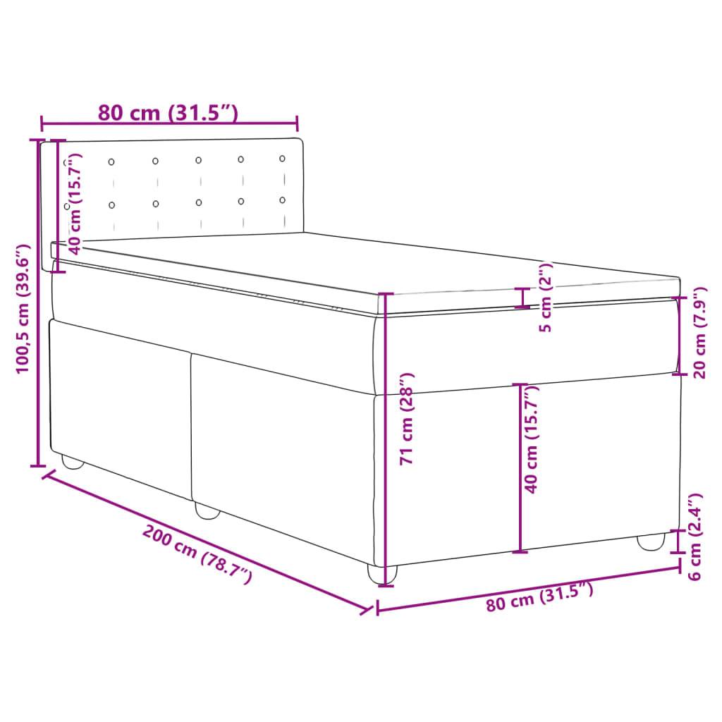 vidaXL Boxspringbett mit Matratze Schwarz 80x200 cm Stoff
