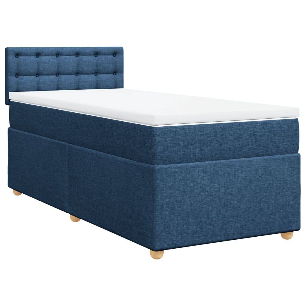 vidaXL Boxspringbett mit Matratze Blau 90x190 cm Stoff