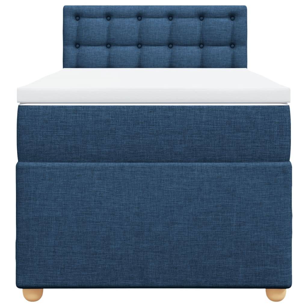 vidaXL Boxspringbett mit Matratze Blau 90x190 cm Stoff