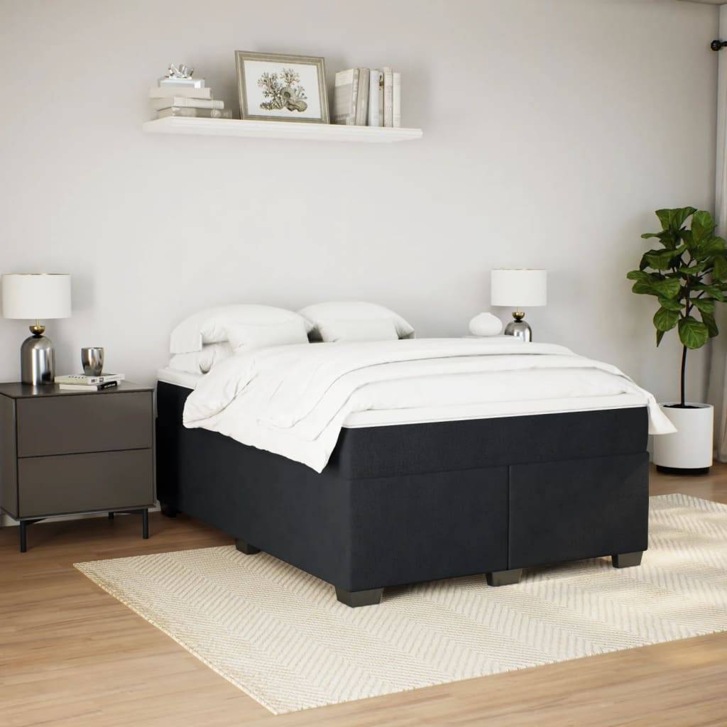 vidaXL Boxspringbett mit Matratze Schwarz 160x200 cm Samt