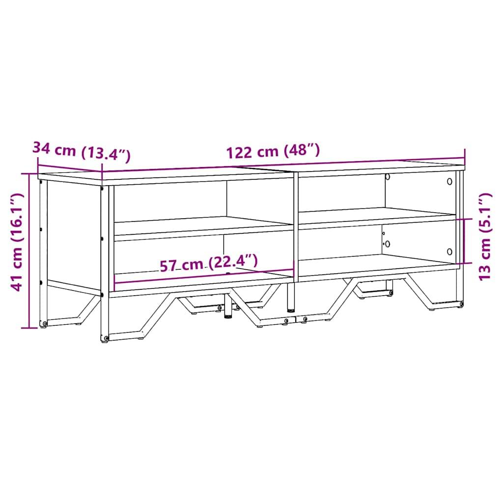 vidaXL TV-Schrank Grau Sonoma 122x34x41 cm Holzwerkstoff