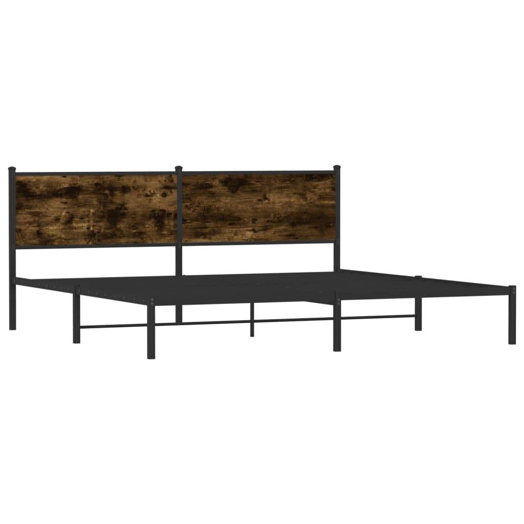 vidaXL Metallbett ohne Matratze Räuchereiche 193x203 cm