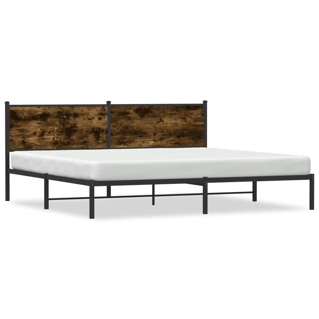 vidaXL Metallbett ohne Matratze Räuchereiche 193x203 cm
