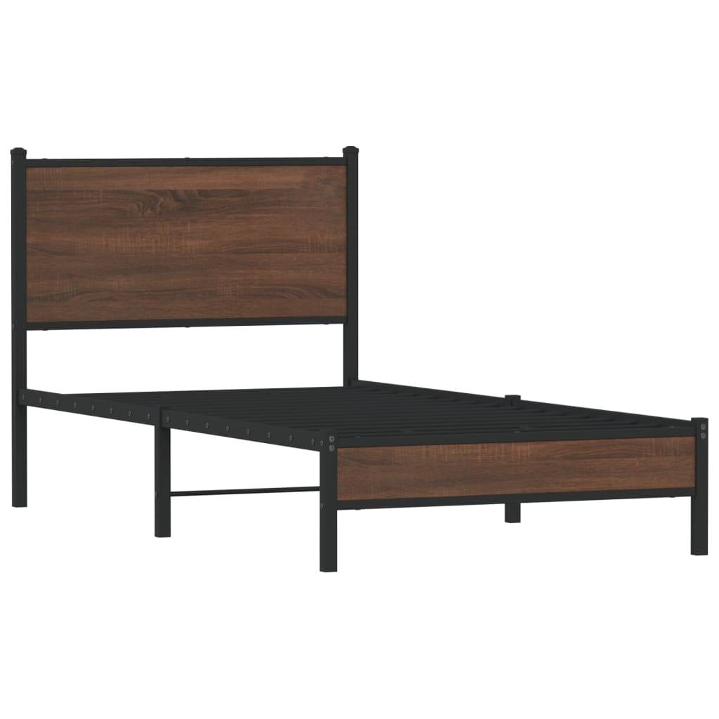 vidaXL Metallbett ohne Matratze Braun Eichen-Optik 90x190 cm