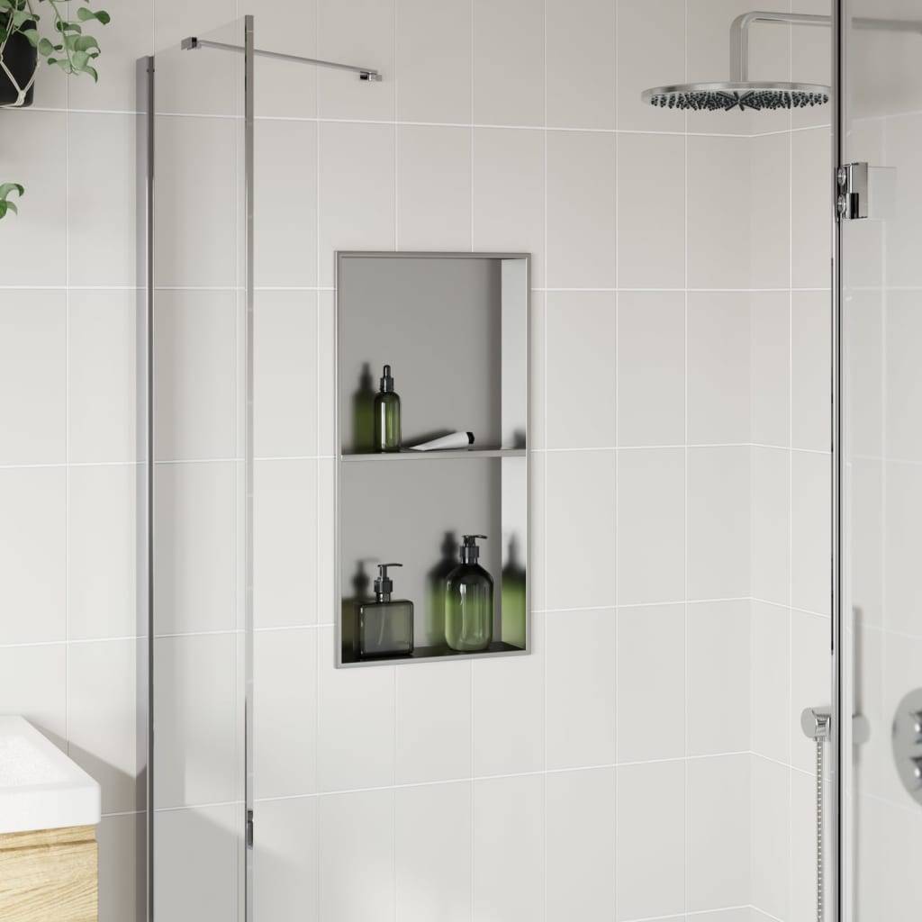 vidaXL Duschnische Silbern Gebürstet 32x62x9 cm Edelstahl