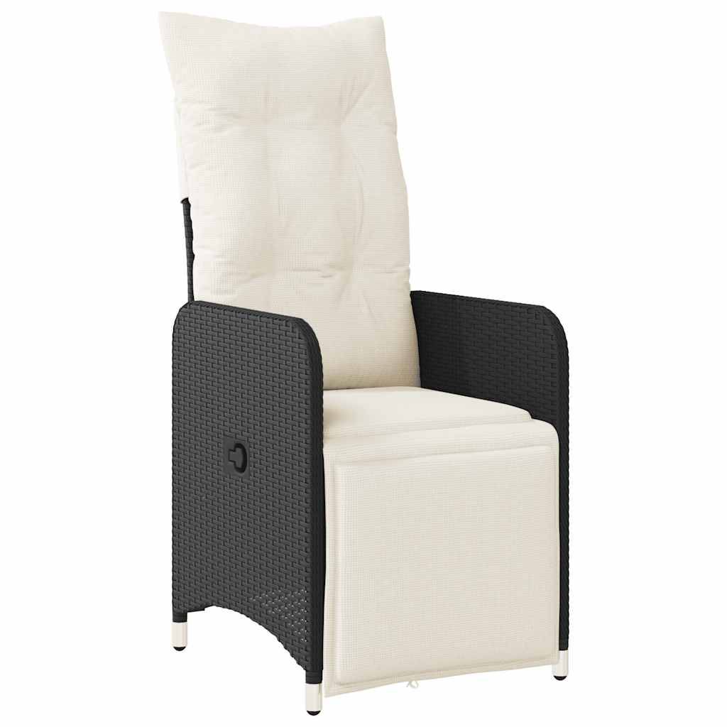 vidaXL 3-tlg. Garten-Bistro-Set mit Kissen Schwarz Poly Rattan