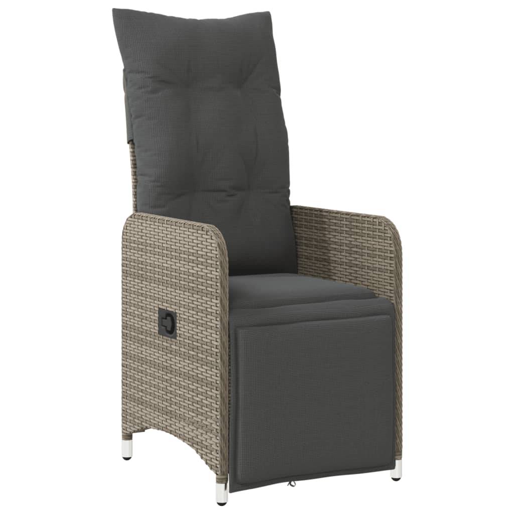 vidaXL 9-tlg. Garten-Bistro-Set mit Kissen Grau Poly Rattan