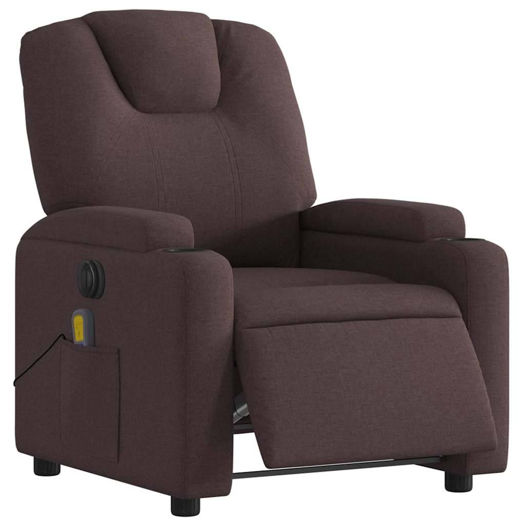 vidaXL Massagesessel Elektrisch Dunkelbraun Stoff