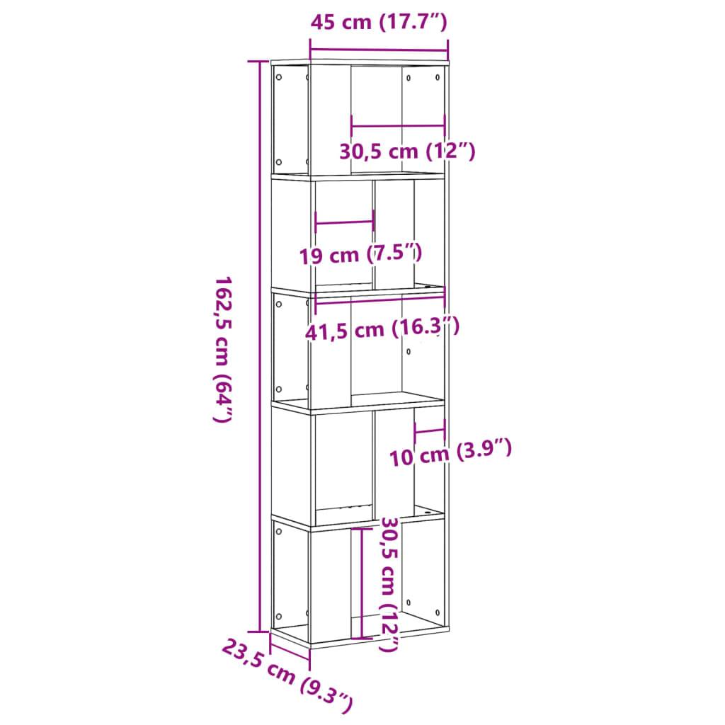 vidaXL Bücherregal 5 Böden Artisan-Eiche 45x23,5x162,5 Holzwerkstoff