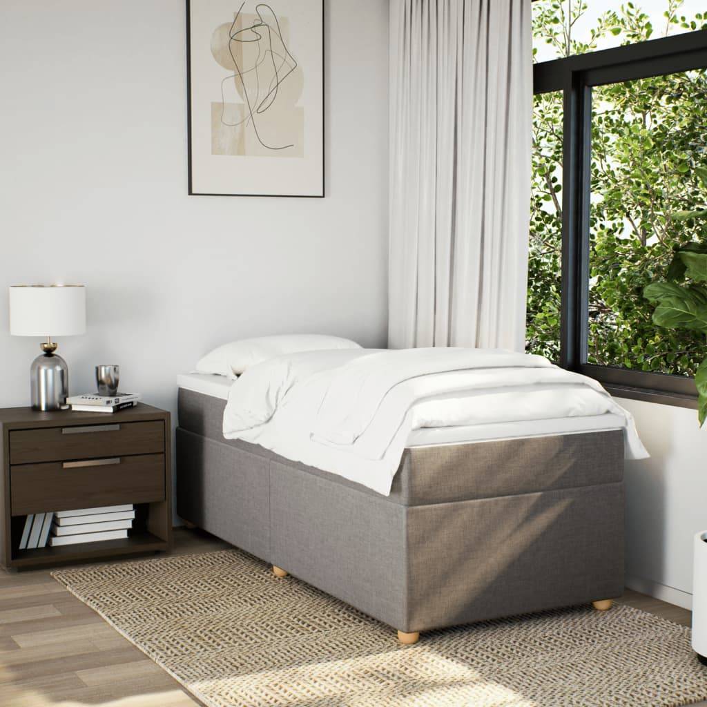 vidaXL Boxspringbett mit Matratze Taupe 90x190 cm Stoff