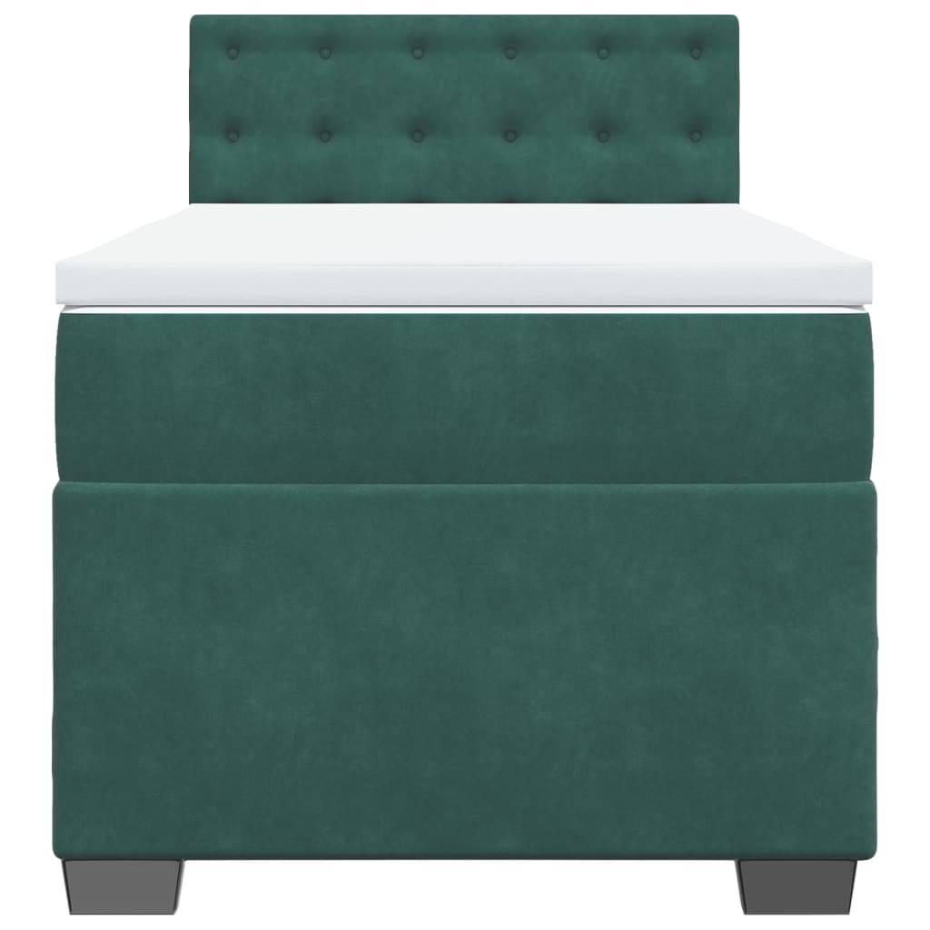 vidaXL Boxspringbett mit Matratze Dunkelgrün 90x200 cm Samt
