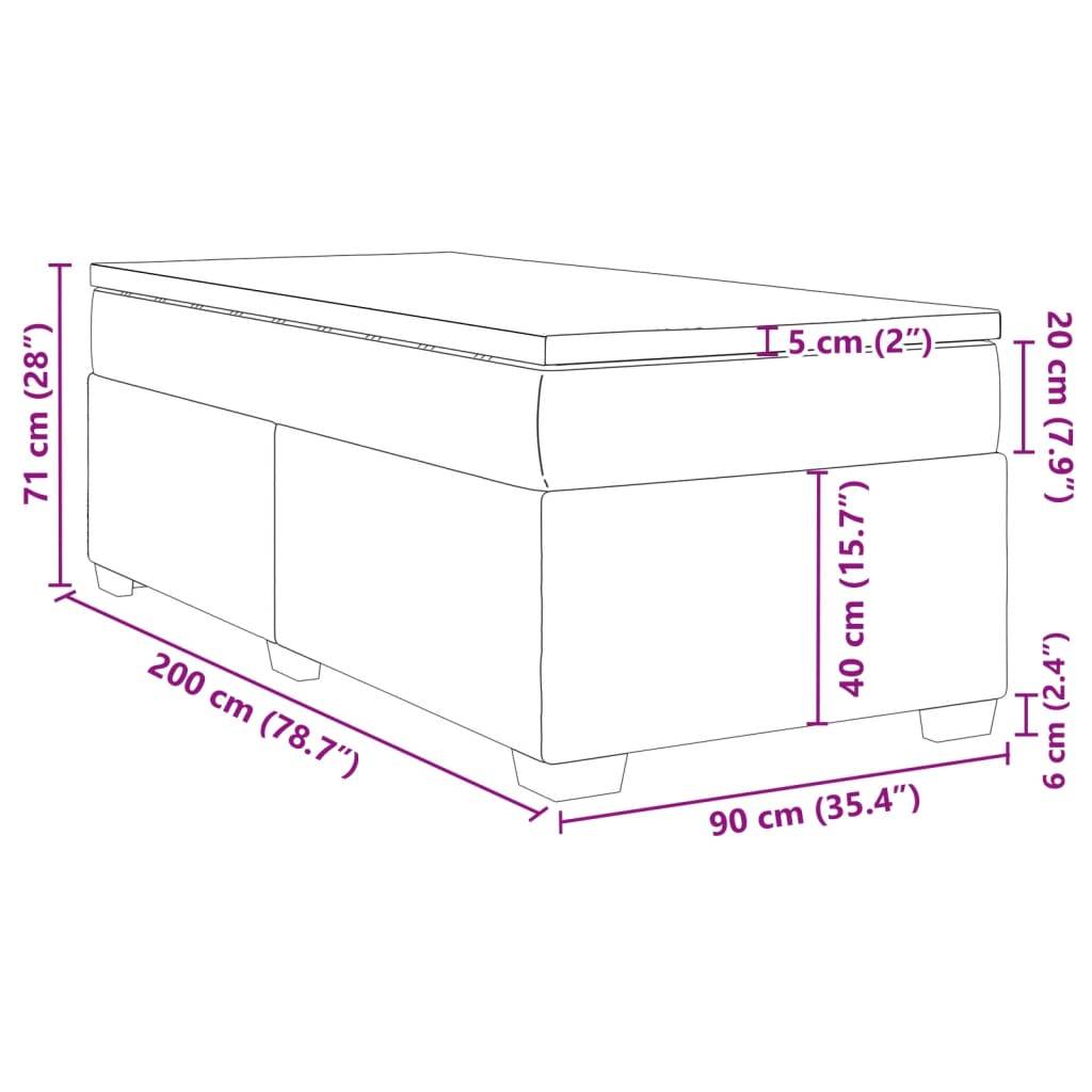 vidaXL Boxspringbett mit Matratze Weiß 90x200 cm Kunstleder