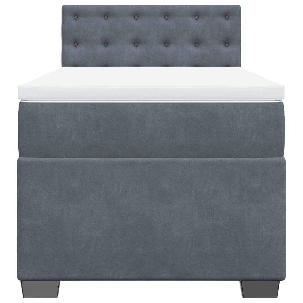vidaXL Boxspringbett mit Matratze Dunkelgrau 90x190 cm Samt