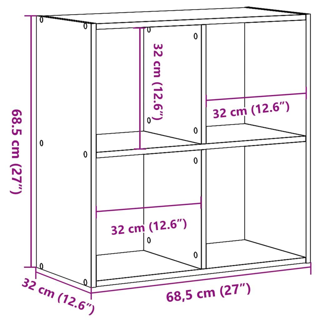 vidaXL Bücherregal Betongrau 68,5x32x68,5 cm Holzwerkstoff