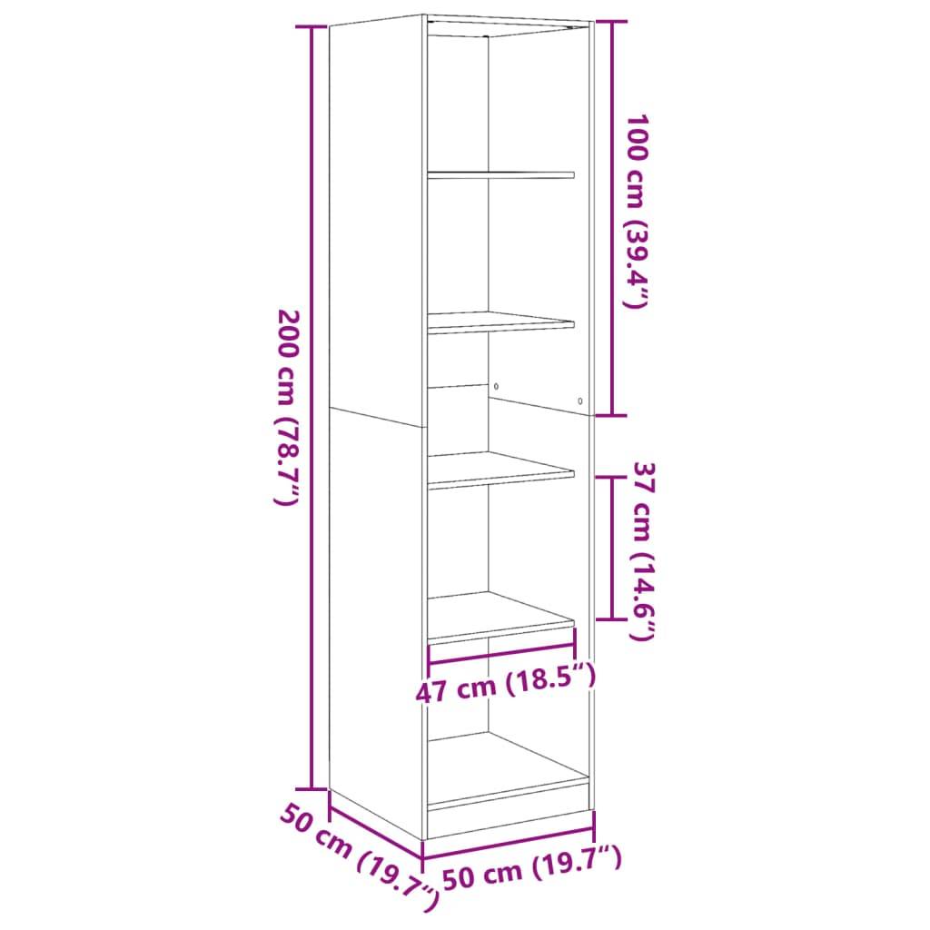 vidaXL Kleiderschrank Betongrau 50x50x200 cm Holzwerkstoff