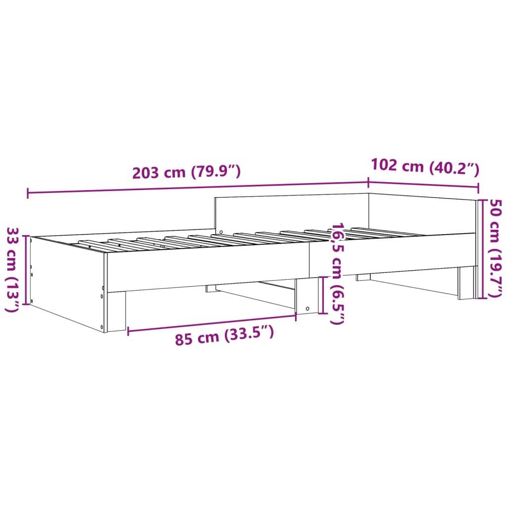 vidaXL Bettgestell Grau Sonoma 100x200 cm Holzwerkstoff