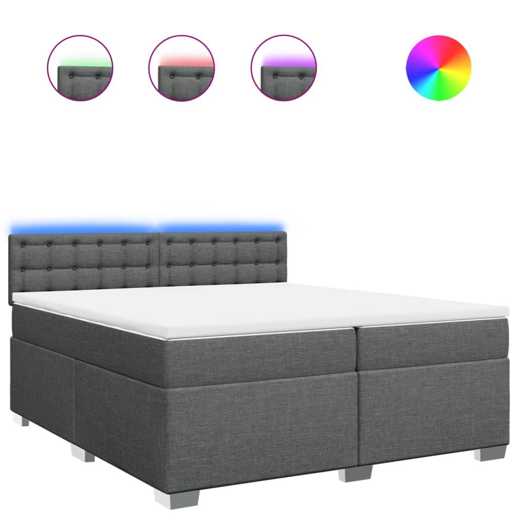 vidaXL Boxspringbett mit Matratze Dunkelgrau 200x200 cm Stoff