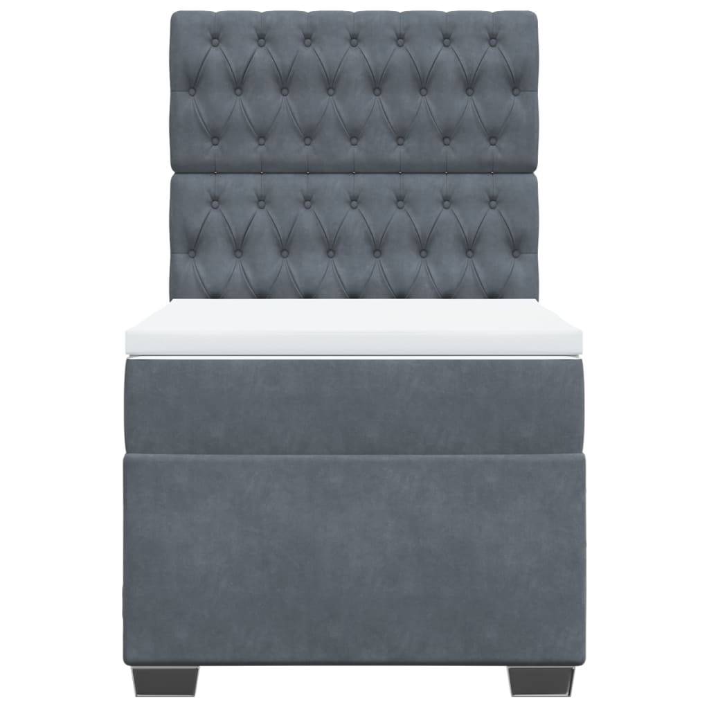 vidaXL Boxspringbett mit Matratze Dunkelgrau 80x200 cm Samt