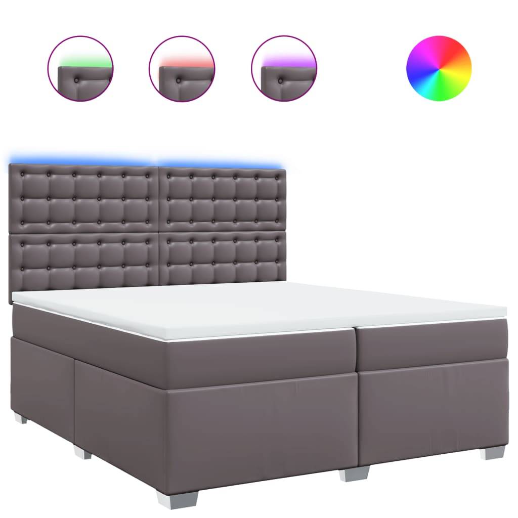 vidaXL Boxspringbett mit Matratze Grau 200x200 cm Kunstleder