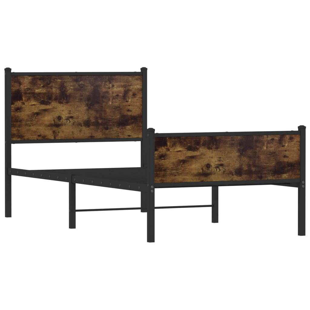 vidaXL Metallbett ohne Matratze Räuchereiche 90x200 cm