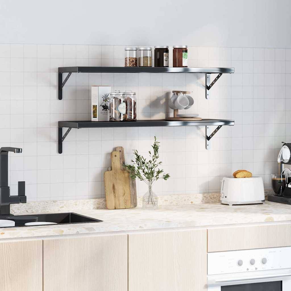 vidaXL Regalträger 4 Stk. 30x2,5x15,5 cm Schwarz Edelstahl