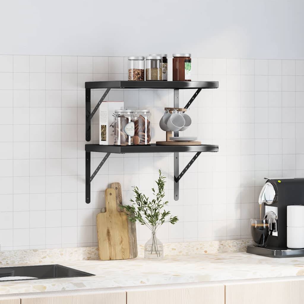 vidaXL Wandregale 2 Stk. 50x40 cm Schwarz Edelstahl
