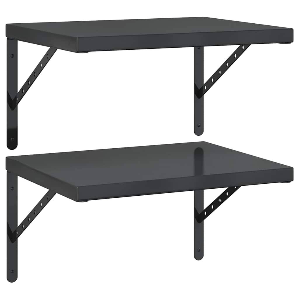 vidaXL Wandregale 2 Stk. 50x40 cm Schwarz Edelstahl