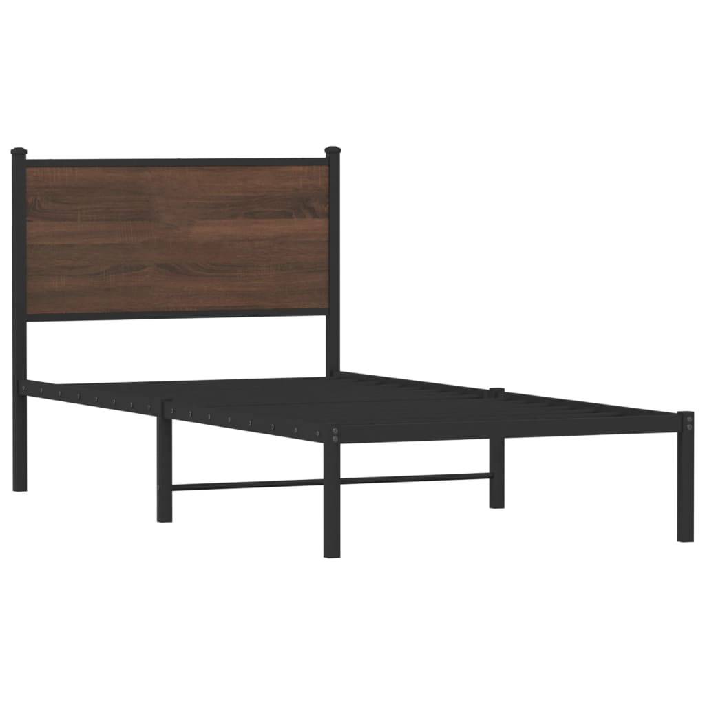 vidaXL Metallbett ohne Matratze Braun Eichen-Optik 90x200 cm